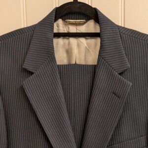 Vintage Johnny Carson Tailored for KG Men's Store Navy Pinstripe Suit